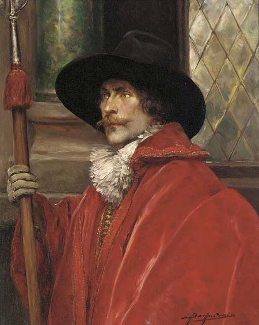 Wikioo.org - The Encyclopedia of Fine Arts - Painting, Artwork by Alex De Andreis - A Cavalier Holding A Halberd