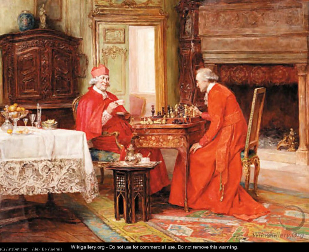 Wikioo.org - The Encyclopedia of Fine Arts - Painting, Artwork by Alex De Andreis - A Game Of Chess