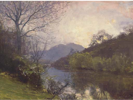 Wikioo.org - The Encyclopedia of Fine Arts - Painting, Artwork by Alexander Brownlie Docharty - Reflections On The River