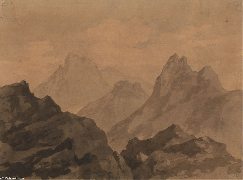 WikiOO.org - אנציקלופדיה לאמנויות יפות - ציור, יצירות אמנות Alexander Cozens - Mountain Tops