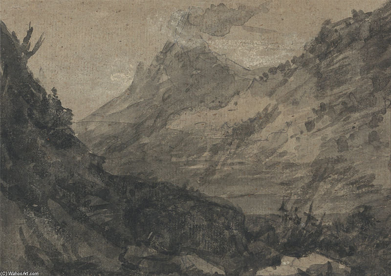 Wikioo.org - สารานุกรมวิจิตรศิลป์ - จิตรกรรม Alexander Cozens - Mountainous Landscape -