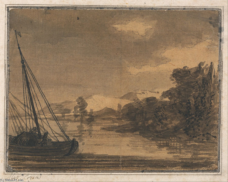Wikioo.org - The Encyclopedia of Fine Arts - Painting, Artwork by Alexander Cozens - River And Boat