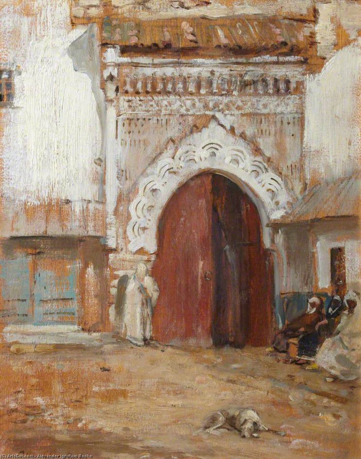 WikiOO.org - Encyclopedia of Fine Arts - Maleri, Artwork Alexander Ignatius Roche - The Prison Gate, Mogador, Morocco