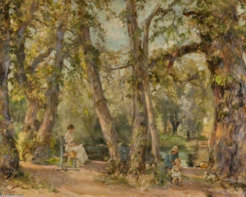 Wikioo.org - The Encyclopedia of Fine Arts - Painting, Artwork by Alexander Ignatius Roche - Woodland And River