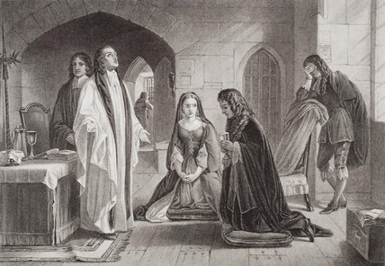 Wikioo.org - The Encyclopedia of Fine Arts - Painting, Artwork by Alexander Johnston - Lord William Russell Receiving The Sacrament Prior