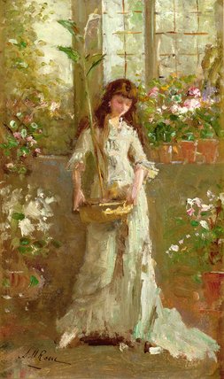 Wikioo.org - The Encyclopedia of Fine Arts - Painting, Artwork by Alexander Mark Rossi - Girl In A Conservatory