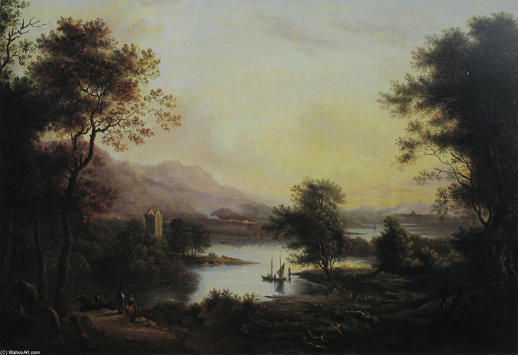 Wikioo.org - The Encyclopedia of Fine Arts - Painting, Artwork by Alexander Nasmyth - A Highland Loch Landscape