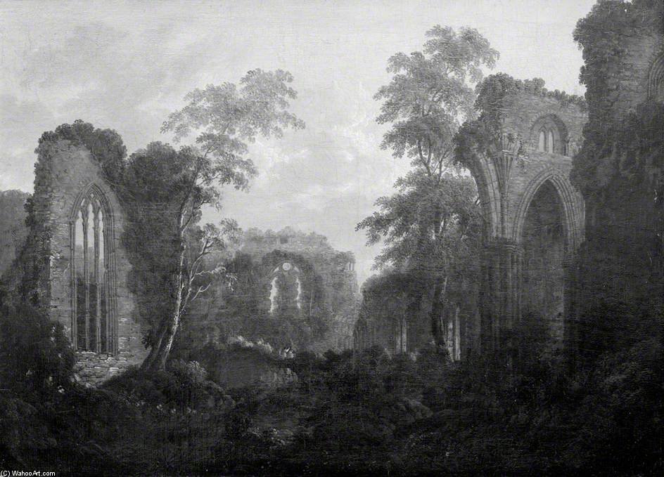 Wikioo.org - The Encyclopedia of Fine Arts - Painting, Artwork by Alexander Nasmyth - A Wooded Landscape With Figures Amongst Ruins