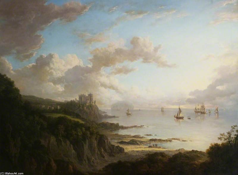 Wikioo.org - The Encyclopedia of Fine Arts - Painting, Artwork by Alexander Nasmyth - Culzean Castle From The North With Ailsa Craig