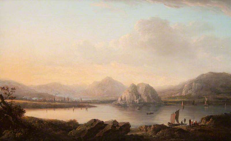 Wikioo.org - The Encyclopedia of Fine Arts - Painting, Artwork by Alexander Nasmyth - Dumbarton Castle And Town With Ben Lomond