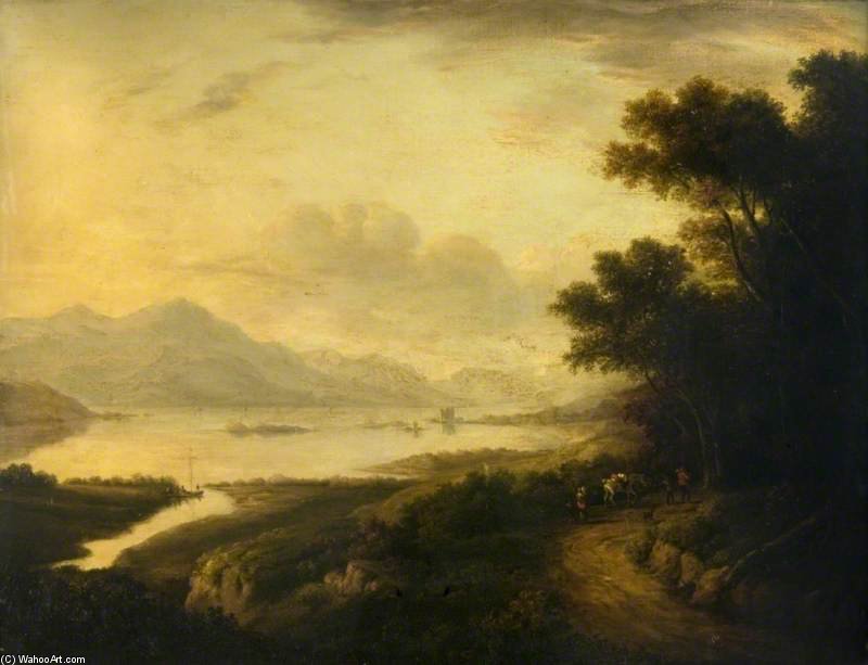 Wikioo.org - สารานุกรมวิจิตรศิลป์ - จิตรกรรม Alexander Nasmyth - Landscape With A Distant Castle On A Loch