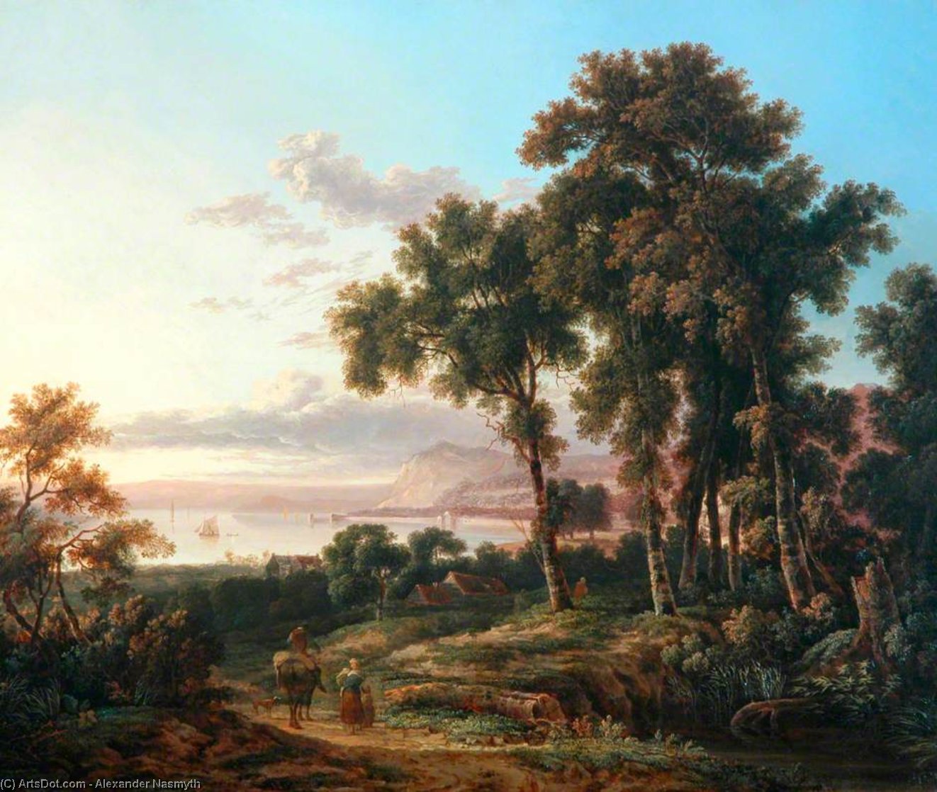 WikiOO.org - Güzel Sanatlar Ansiklopedisi - Resim, Resimler Alexander Nasmyth - Landscape With Figures Beside A Loch