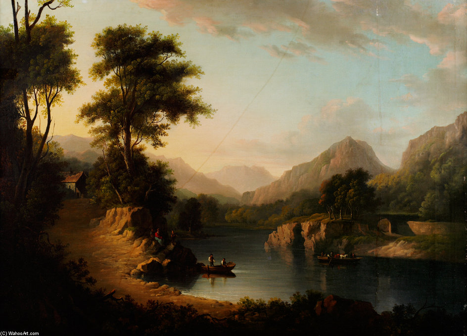 Wikioo.org - The Encyclopedia of Fine Arts - Painting, Artwork by Alexander Nasmyth - The Ferry At Inver