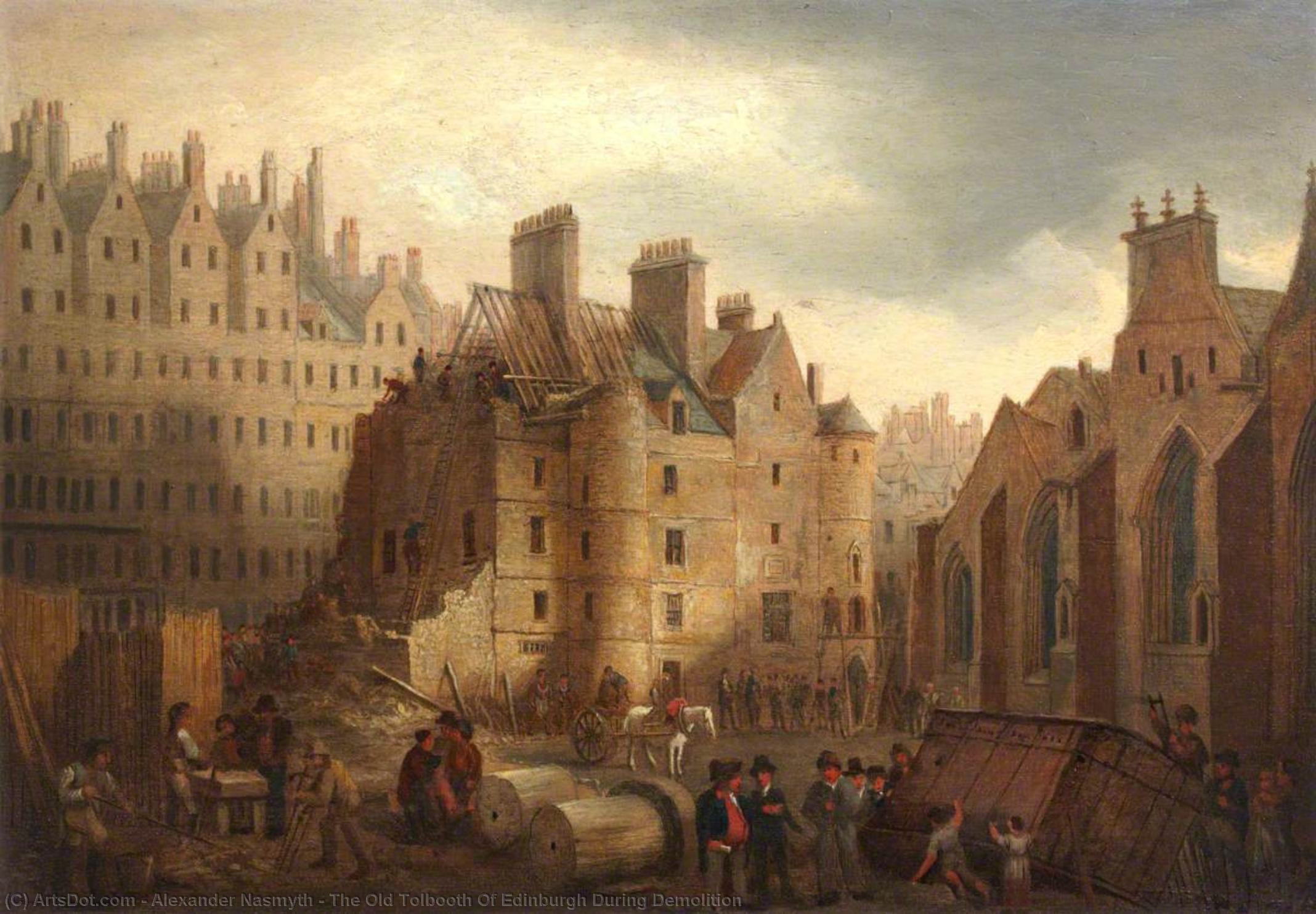Wikioo.org - สารานุกรมวิจิตรศิลป์ - จิตรกรรม Alexander Nasmyth - The Old Tolbooth Of Edinburgh During Demolition