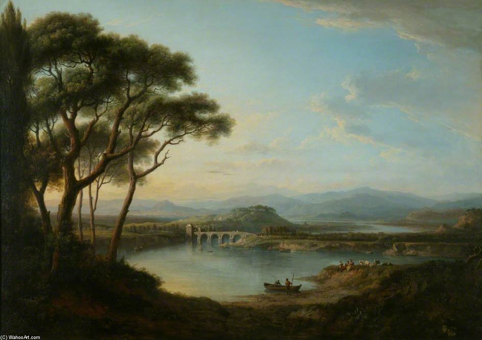 Wikioo.org - สารานุกรมวิจิตรศิลป์ - จิตรกรรม Alexander Nasmyth - View Of The Ponte Molle, On The Sylvan Side Of Rome