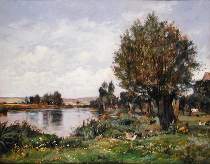 Wikioo.org - The Encyclopedia of Fine Arts - Painting, Artwork by Alexandre Defaux - Rural River Scene
