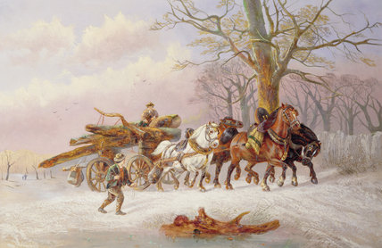 WikiOO.org - Encyclopedia of Fine Arts - Maleri, Artwork Alexis De Leeuw - Logging In The Snow