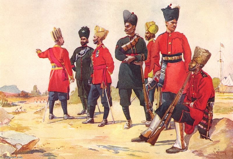 Wikioo.org - The Encyclopedia of Fine Arts - Painting, Artwork by Alfred Crowdy Lovett - Depiction Of Various Rajputana Infantry Regiments