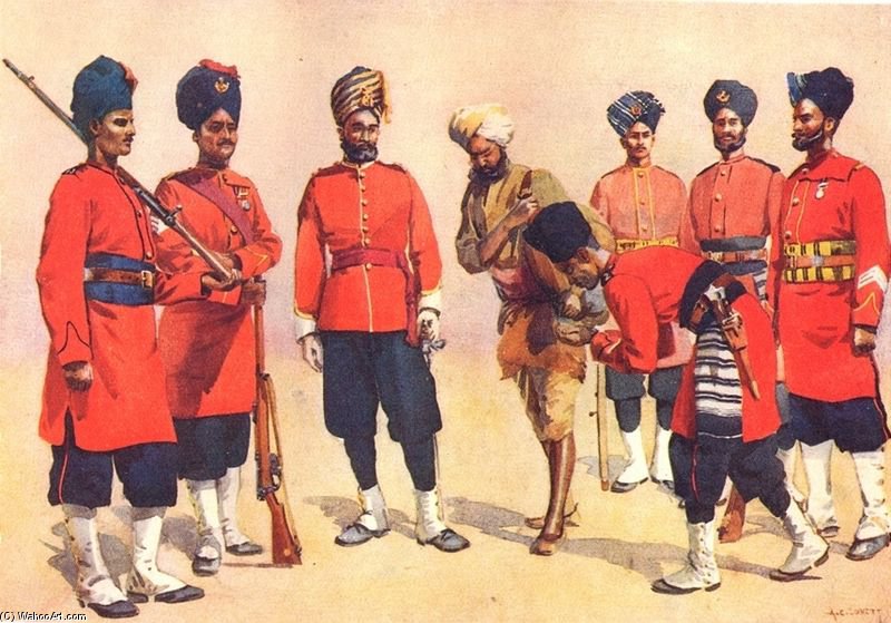 Wikoo.org - موسوعة الفنون الجميلة - اللوحة، العمل الفني Alfred Crowdy Lovett - Rajput Soldiers Of The British Indian Army