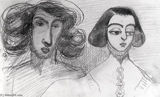WikiOO.org - Enciklopedija dailės - Tapyba, meno kuriniai Alfred De Musset - Self Portrait With George Sand