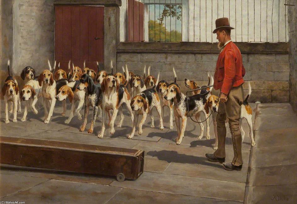 Wikioo.org - The Encyclopedia of Fine Arts - Painting, Artwork by Alfred Duke - Feeding Time At Holcombe Kennels