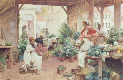 Wikioo.org - The Encyclopedia of Fine Arts - Painting, Artwork by Alfred I Glendening - Early Morning Market