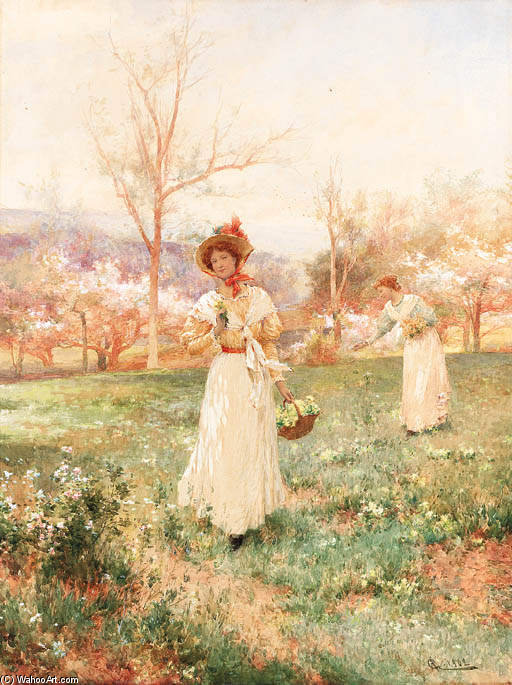 WikiOO.org - Güzel Sanatlar Ansiklopedisi - Resim, Resimler Alfred I Glendening - Picking Flowers