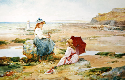 Wikioo.org - The Encyclopedia of Fine Arts - Painting, Artwork by Alfred I Glendening - The Red Parasol