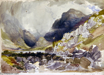 Wikioo.org - The Encyclopedia of Fine Arts - Painting, Artwork by Alfred William Hunt - Gap Of Dunlo' Purple Mount