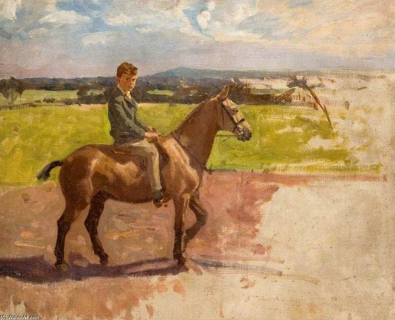 Wikioo.org - The Encyclopedia of Fine Arts - Painting, Artwork by Algernon Talmage - Boy On Pony