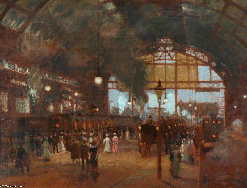 WikiOO.org - Encyclopedia of Fine Arts - Maľba, Artwork Algernon Talmage - Cannon Street Station