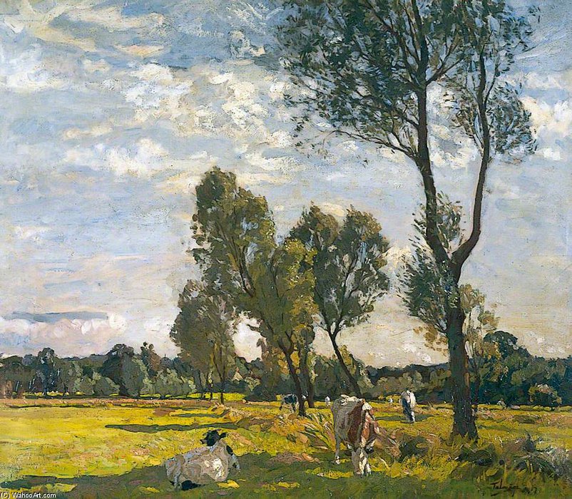Wikioo.org - The Encyclopedia of Fine Arts - Painting, Artwork by Algernon Talmage - Landscape With Cattle
