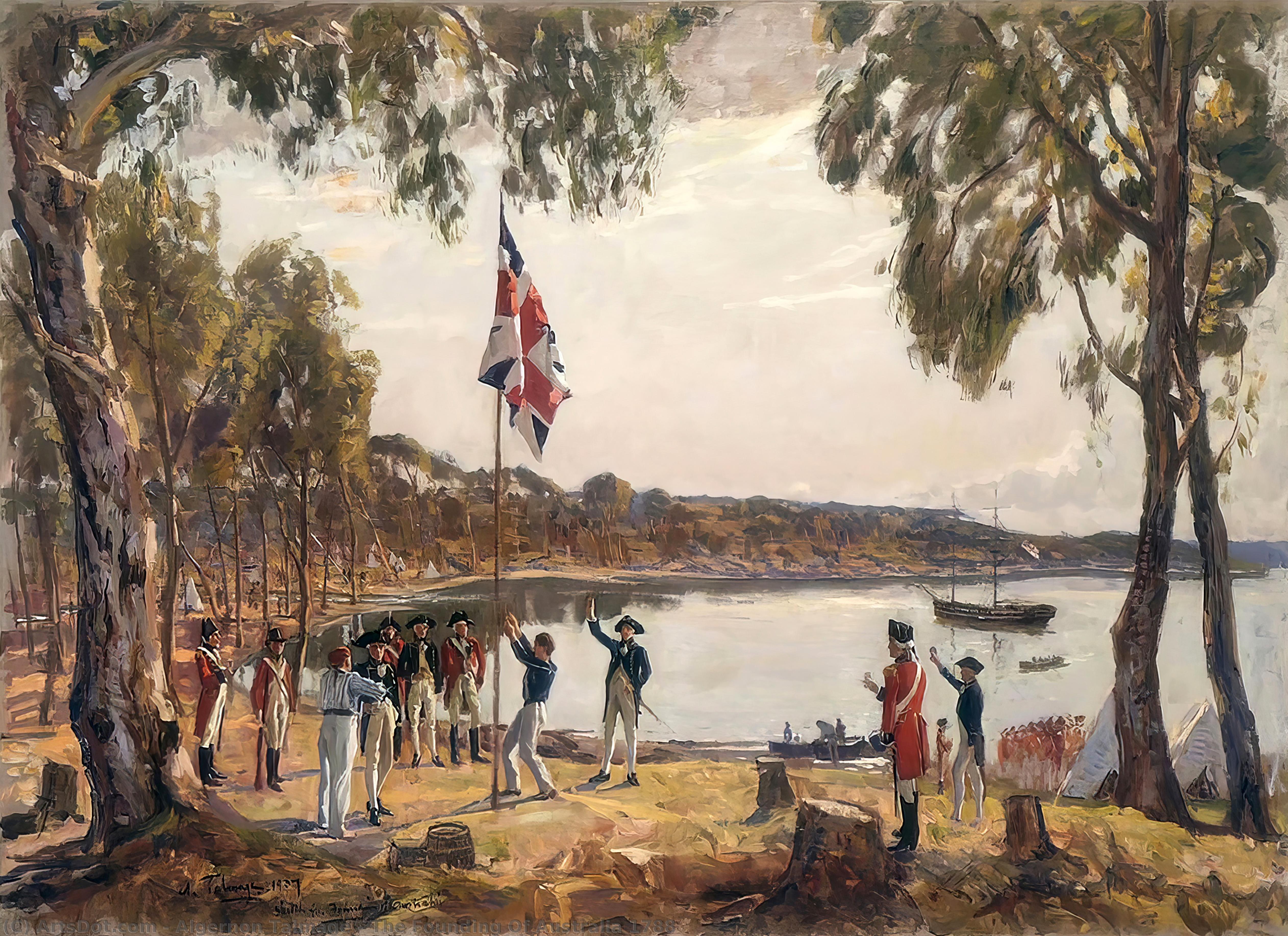 Wikoo.org - موسوعة الفنون الجميلة - اللوحة، العمل الفني Algernon Talmage - The Founding Of Australia 1788