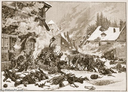 WikiOO.org - 백과 사전 - 회화, 삽화 Alphonse Marie Adolphe De Neuville - An Incident In The Battle Of Villersexel
