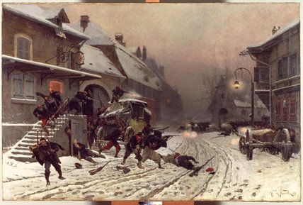 WikiOO.org - 백과 사전 - 회화, 삽화 Alphonse Marie Adolphe De Neuville - The Attack At Dawn