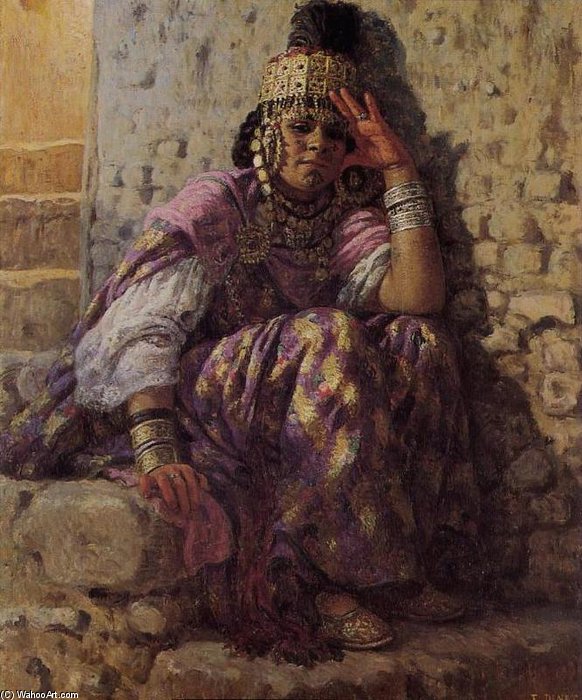 Wikioo.org - The Encyclopedia of Fine Arts - Painting, Artwork by Alphonse Etienne Dinet (Nasreddine Dinet) - Une Ouled Naïl