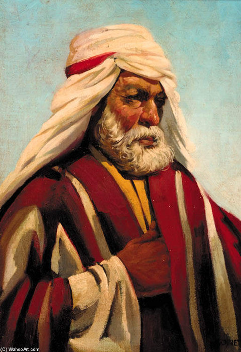Wikioo.org - The Encyclopedia of Fine Arts - Painting, Artwork by Alphonse Etienne Dinet (Nasreddine Dinet) - An Arab In Traditional Dress