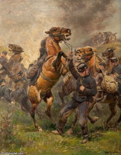 Wikioo.org - The Encyclopedia of Fine Arts - Painting, Artwork by Alphonse Lalauze - Choc Cavalry