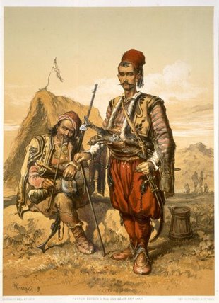 WikiOO.org - 백과 사전 - 회화, 삽화 Amadeo Preziosi - Turkish Foot Soldiers In The Ottoman Army