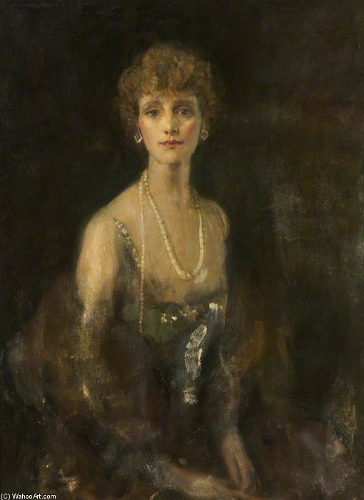 Wikioo.org - The Encyclopedia of Fine Arts - Painting, Artwork by Ambrose Mcevoy - Portrait Of An American Lady With Pearls