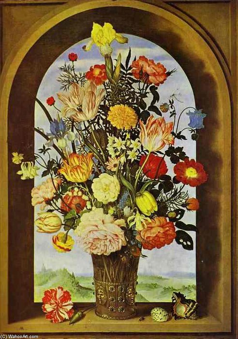Wikioo.org - The Encyclopedia of Fine Arts - Painting, Artwork by Ambrosius Bosschaert The Younger - Bouquet Of Flowers