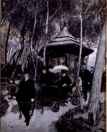 WikiOO.org - Енциклопедия за изящни изкуства - Живопис, Произведения на изкуството Amédée Forestier - Queen Victoria Riding In A Mule Carriage