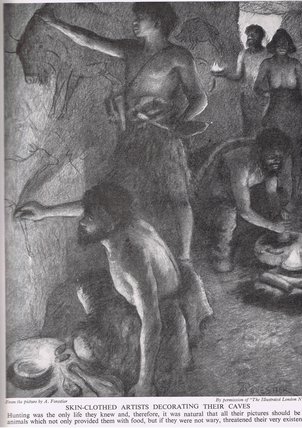 WikiOO.org - Encyclopedia of Fine Arts - Målning, konstverk Amédée Forestier - Skin-clothed Artists Decorating Their Caves
