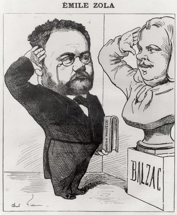 Wikioo.org - สารานุกรมวิจิตรศิลป์ - จิตรกรรม Andre Gill - Caricature Of Emile Zola Saluting A Bust Of Honore