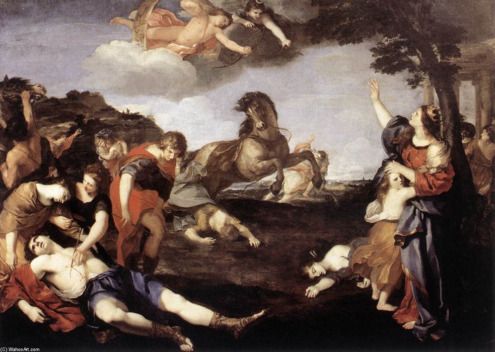 Wikioo.org - The Encyclopedia of Fine Arts - Painting, Artwork by Andrea Camassei - The Massacre Of The Niobids