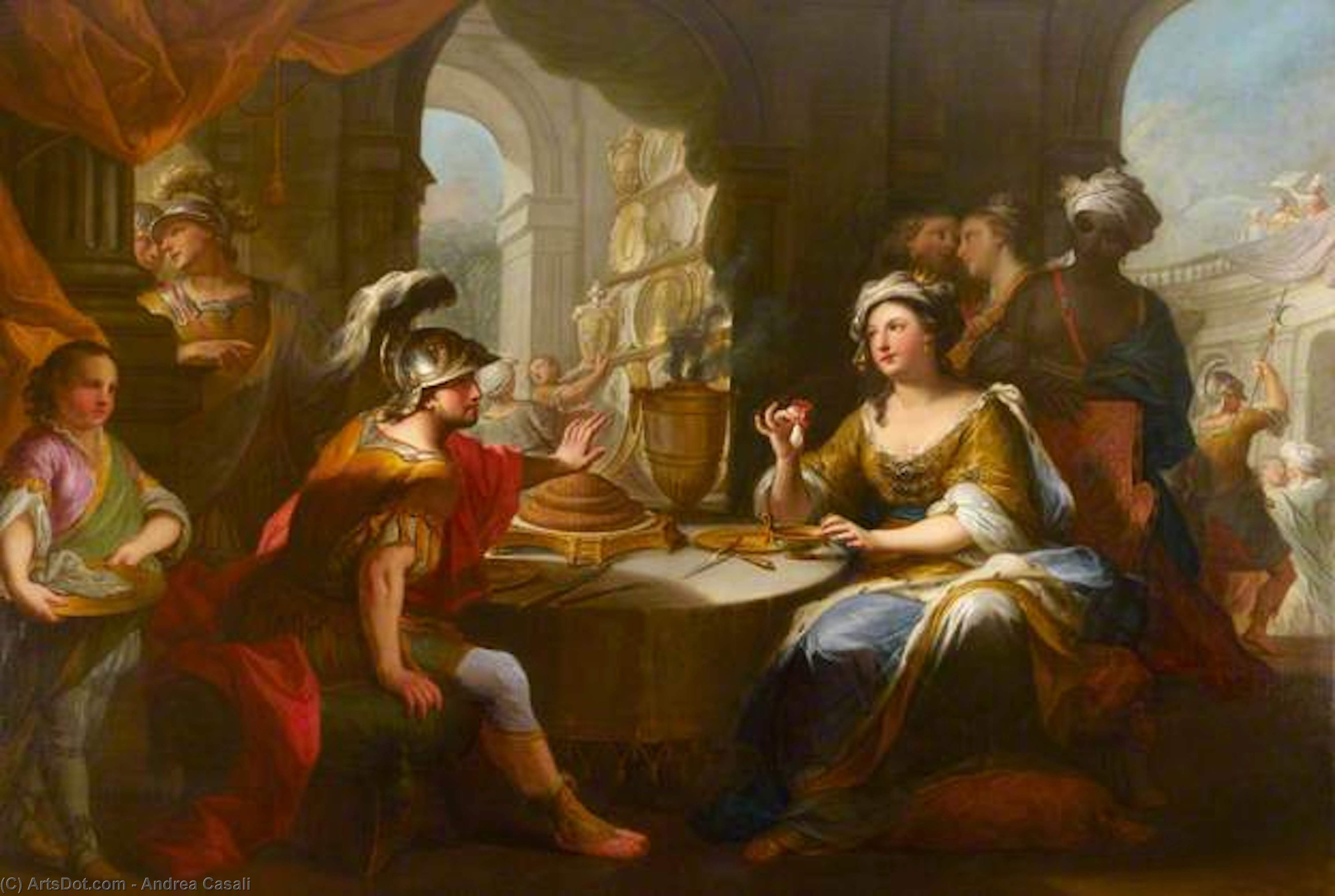 Wikioo.org - Bách khoa toàn thư về mỹ thuật - Vẽ tranh, Tác phẩm nghệ thuật Andrea Casali - Cleopatra Dissolving The Pearl In Wine