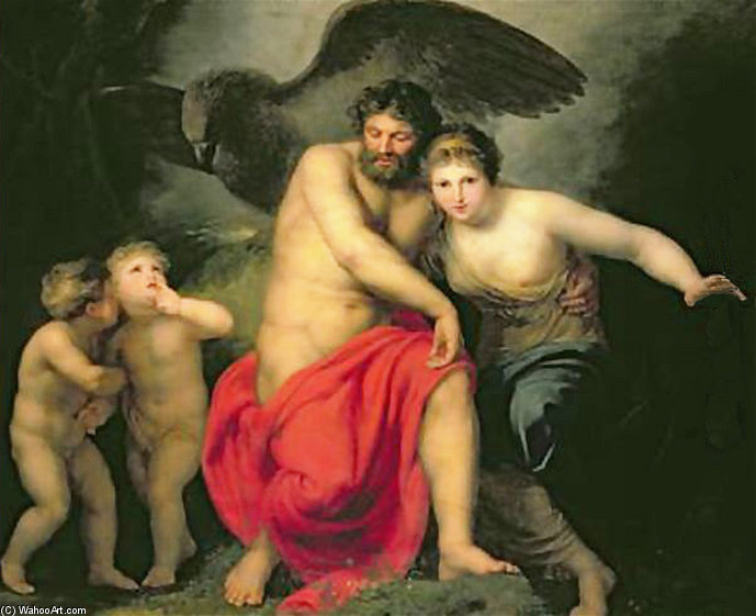 WikiOO.org - Encyclopedia of Fine Arts - Maalaus, taideteos Andries Cornelis Lens - Zeus And Hera On Mount Ida