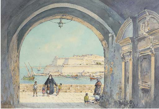 WikiOO.org - Енциклопедия за изящни изкуства - Живопис, Произведения на изкуството Angelos Giallina - Figures On The Fortress Walls -