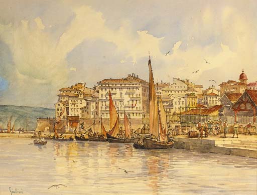 WikiOO.org - Encyclopedia of Fine Arts - Lukisan, Artwork Angelos Giallina - Grand Houses Near The Old Port