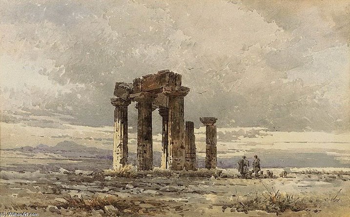 Wikioo.org - Bách khoa toàn thư về mỹ thuật - Vẽ tranh, Tác phẩm nghệ thuật Angelos Giallina - Shepperds At The Ruins